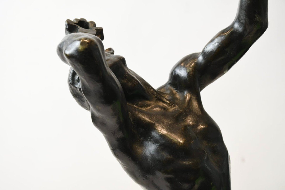 Alfredo Biagini - Atlas - Bronze Sculpture - Italy 1920-photo-4